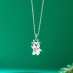 Winter Snowman Pendant Necklace silver
