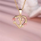 Heart and flowers initial pendant necklace y