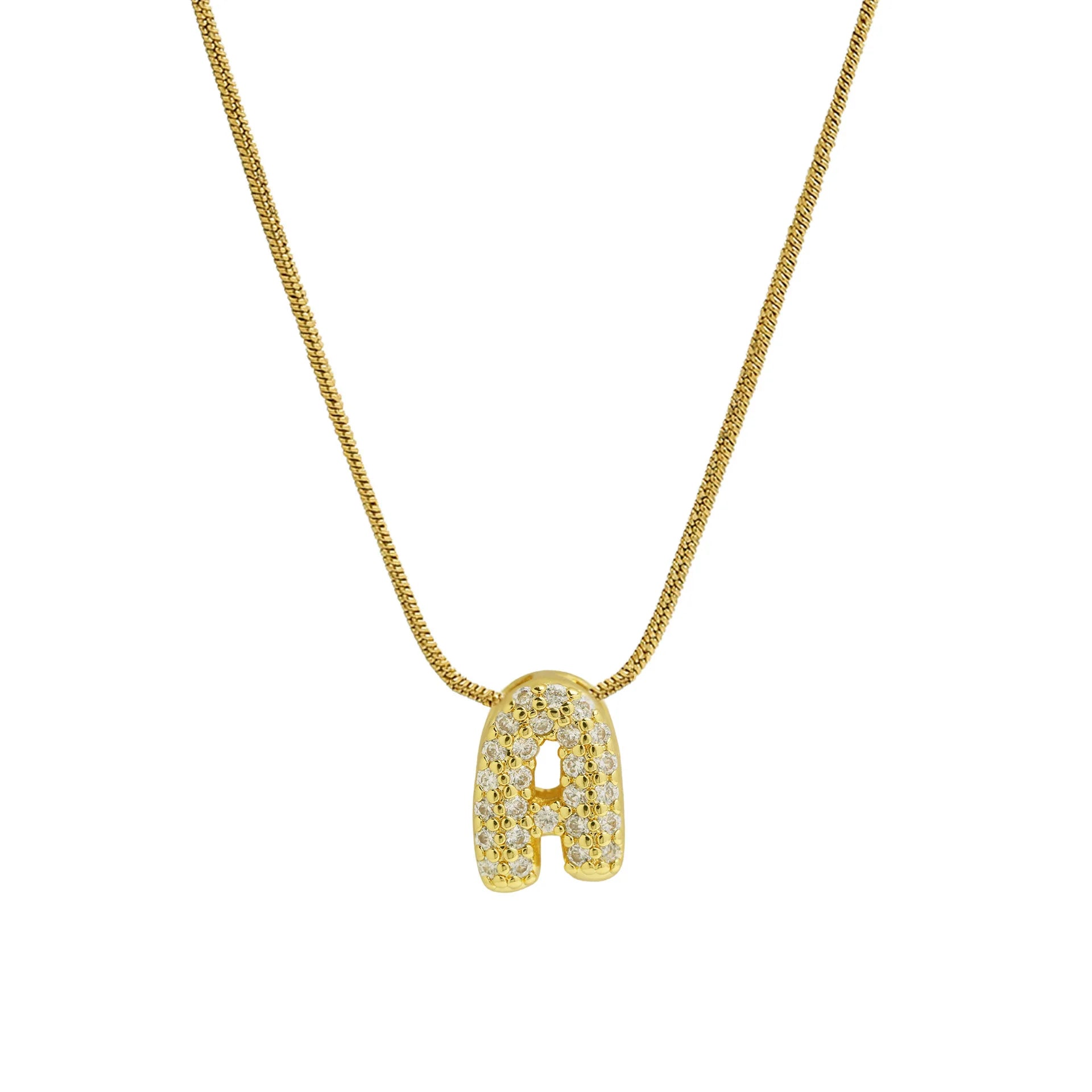 Rhinestone initial pendant necklace a