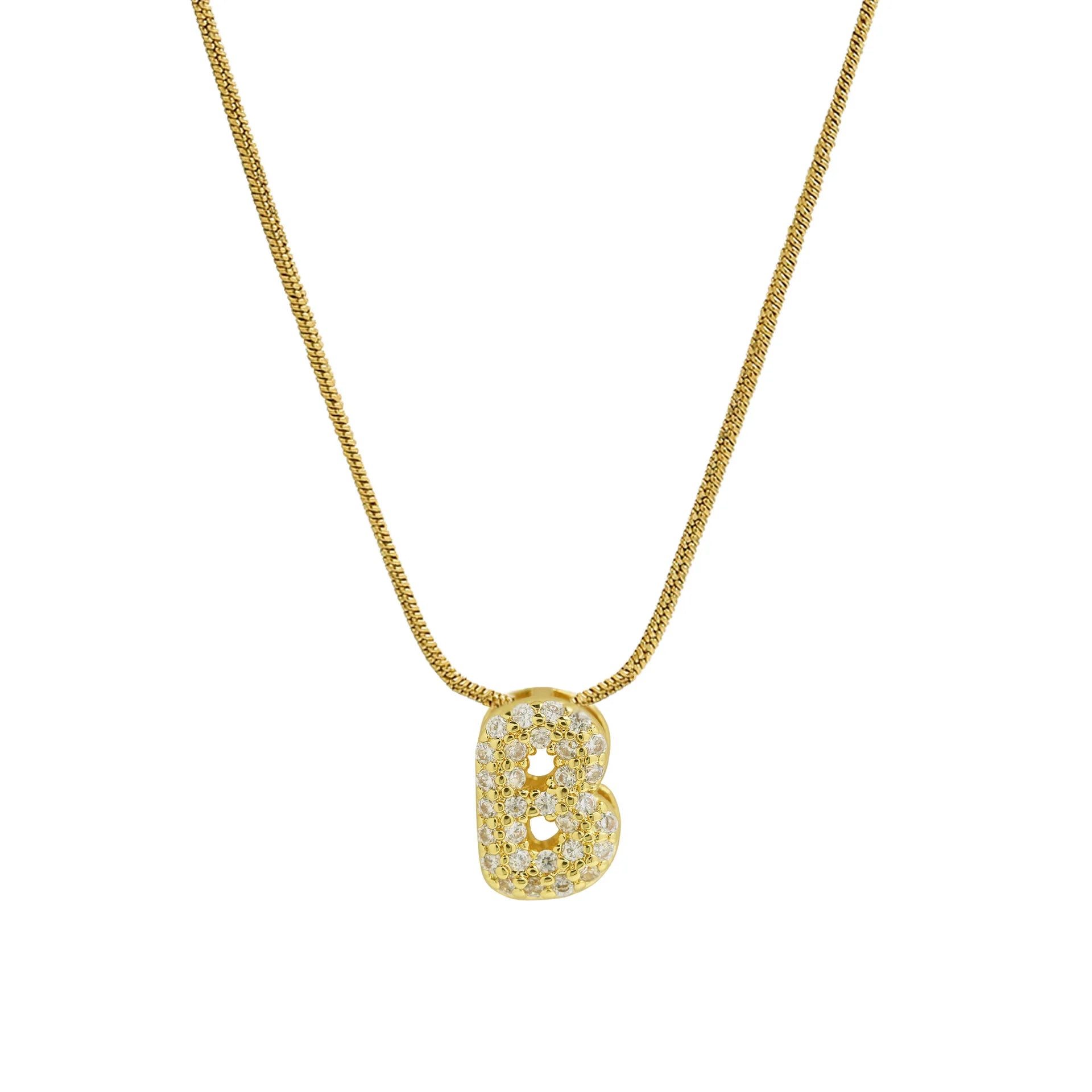 Rhinestone initial pendant necklace b