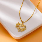 Necklace with initial and heart pendant c