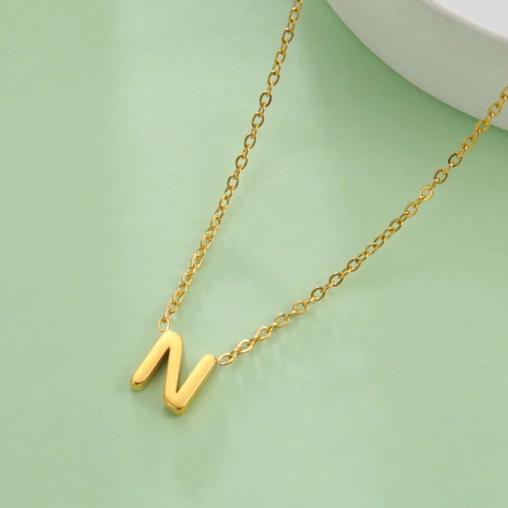 Necklace with initial pendant - letter