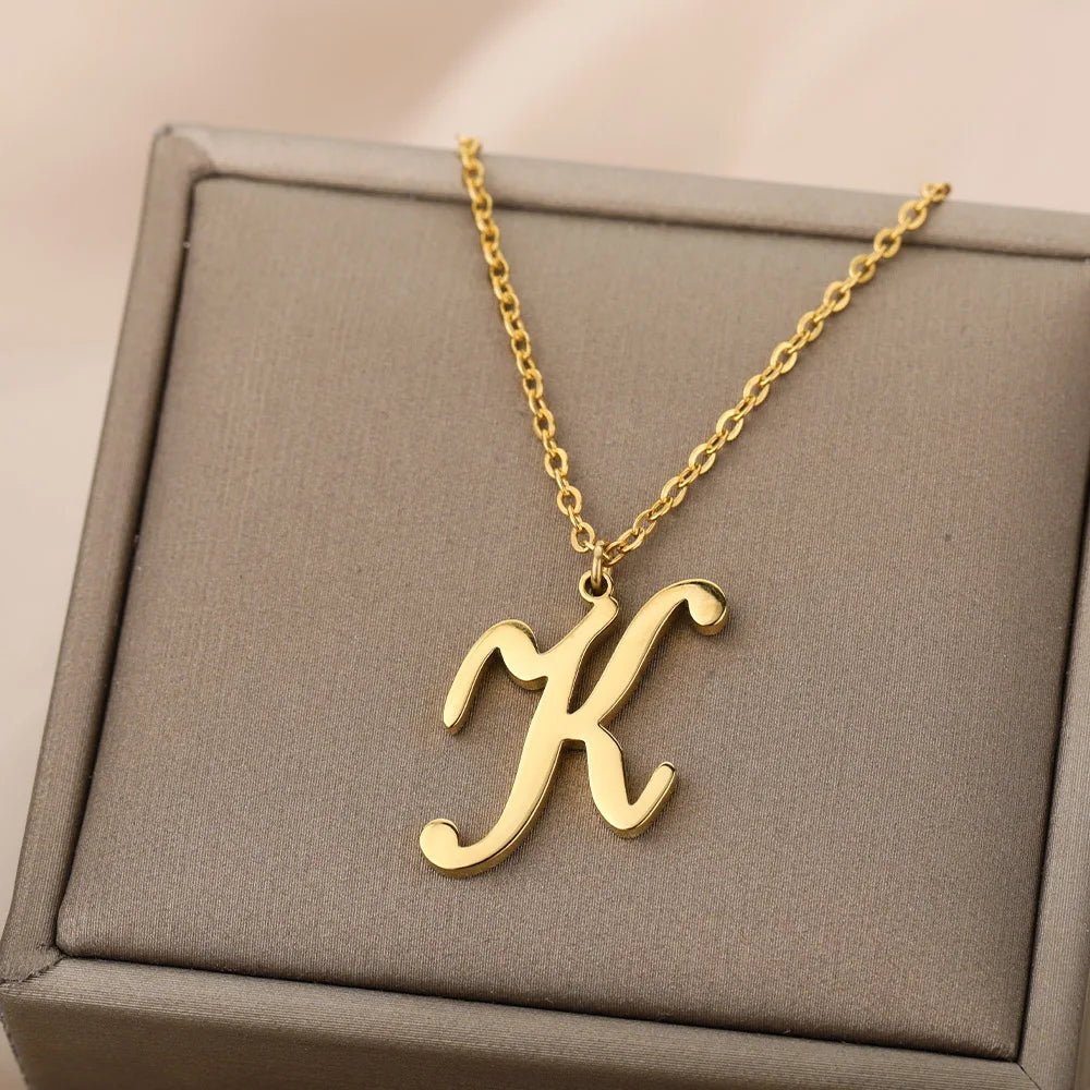 Women's initial pendant necklace k