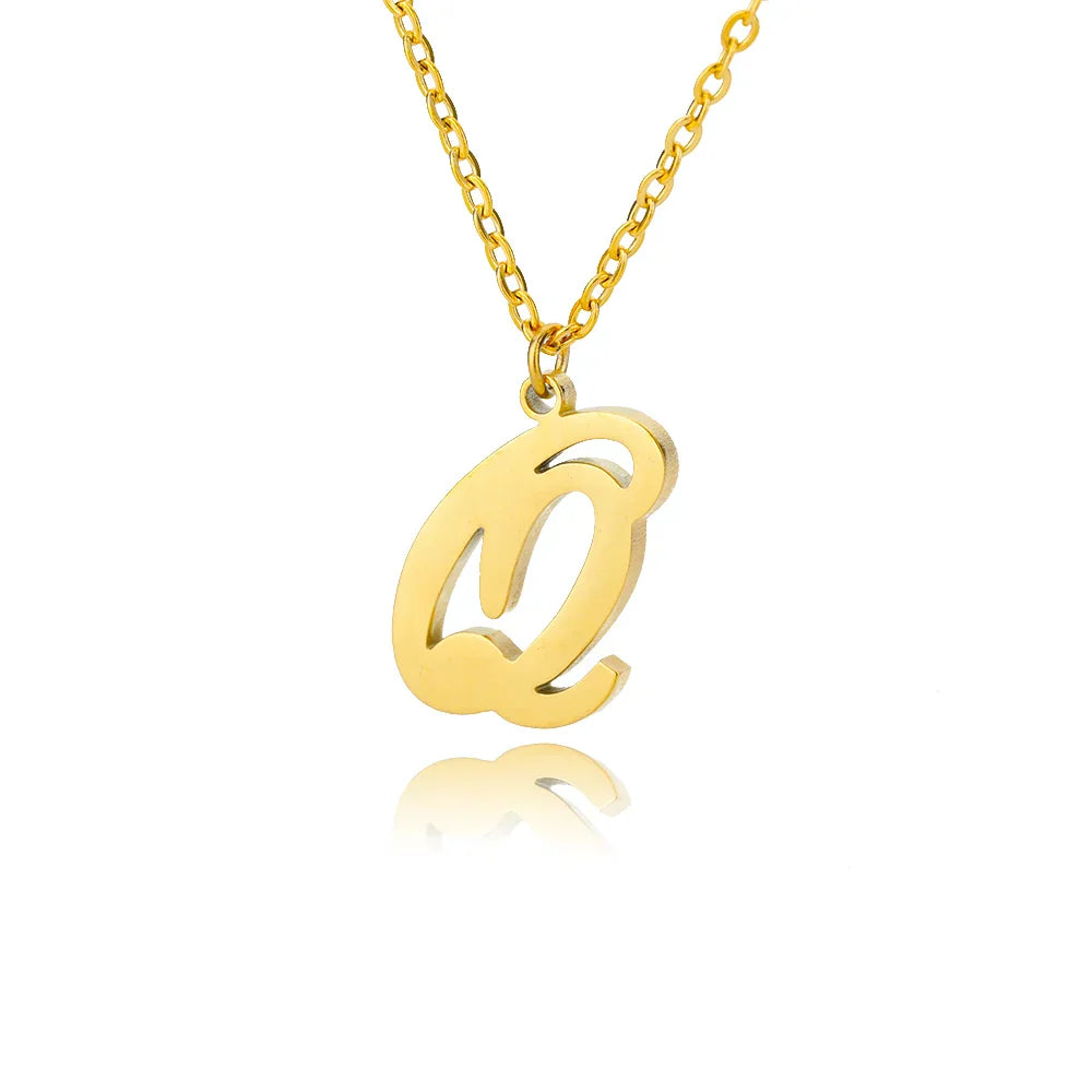Women's initial pendant necklace q