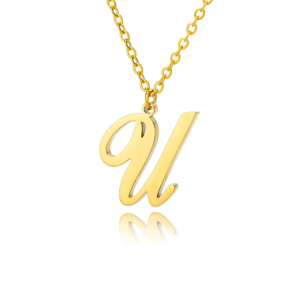Necklace with initial pendant for women - letter