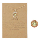 Necklace with Rhinestone Moon Pendant Birthstone