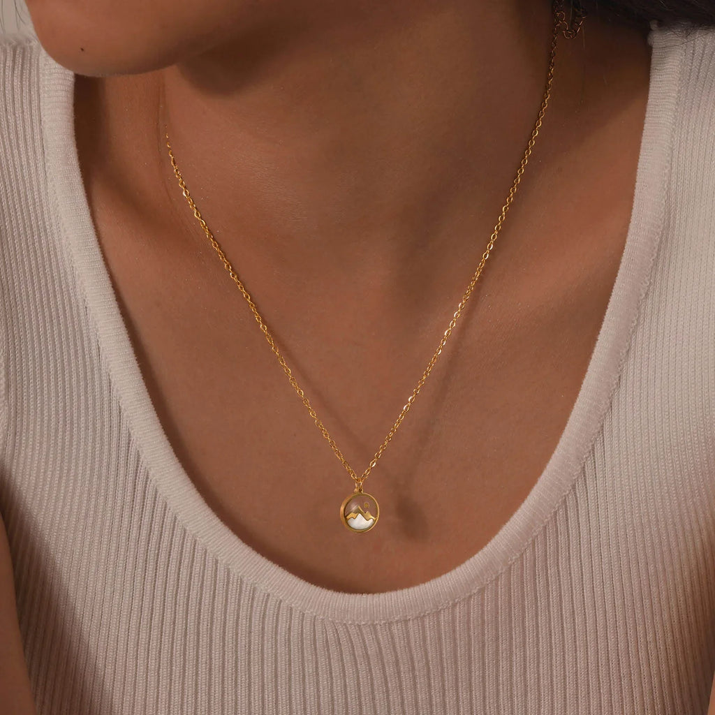 Mountain and Moon Pendant Necklace