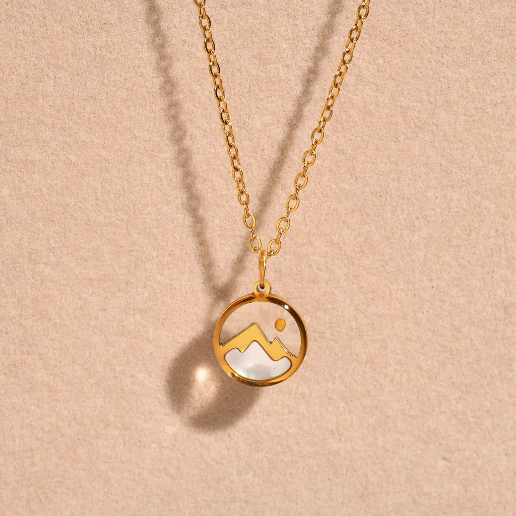 Mountain and Moon Pendant Necklace