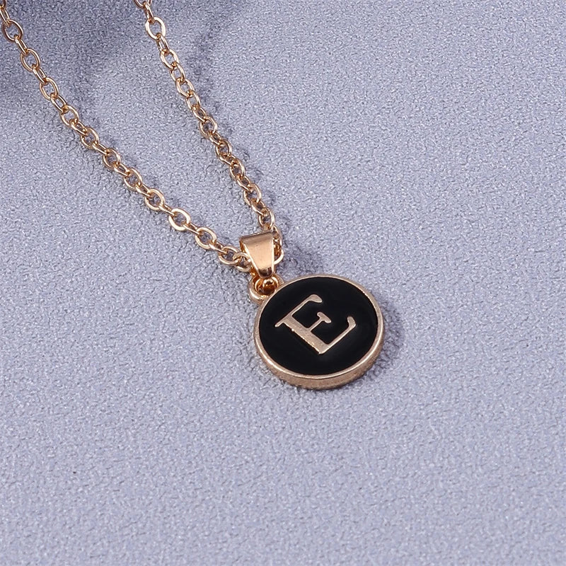 Colorful initial pendant necklace e
