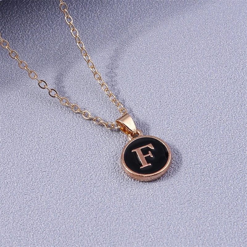 Colorful initial pendant necklace f