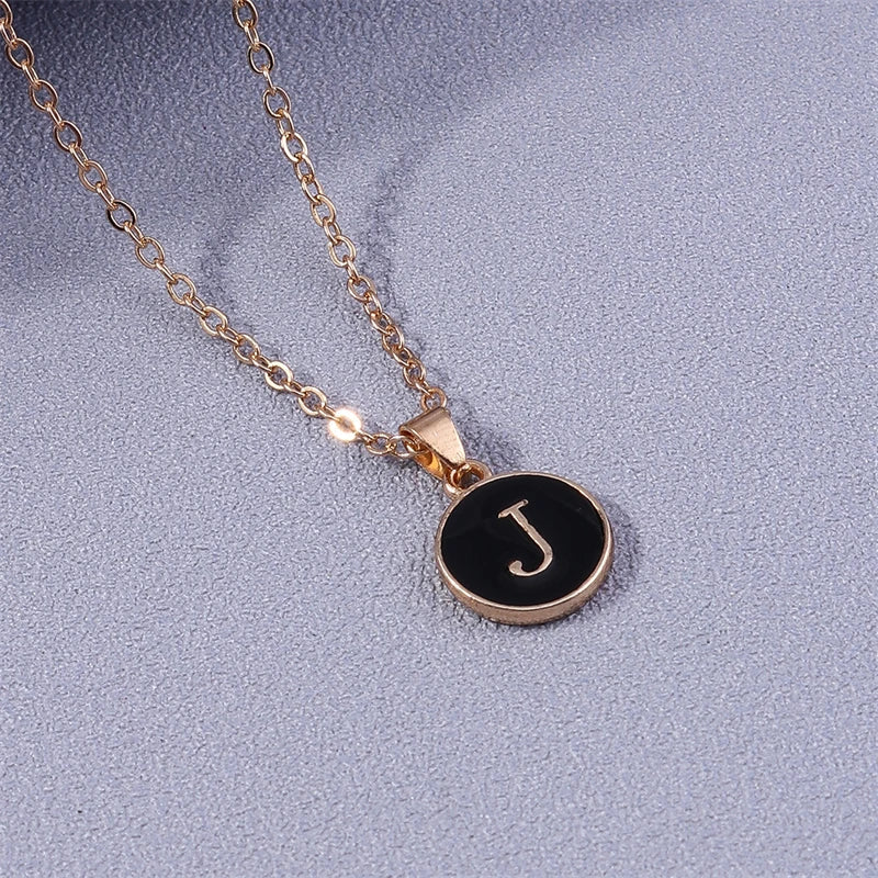 Colorful initial pendant necklace j
