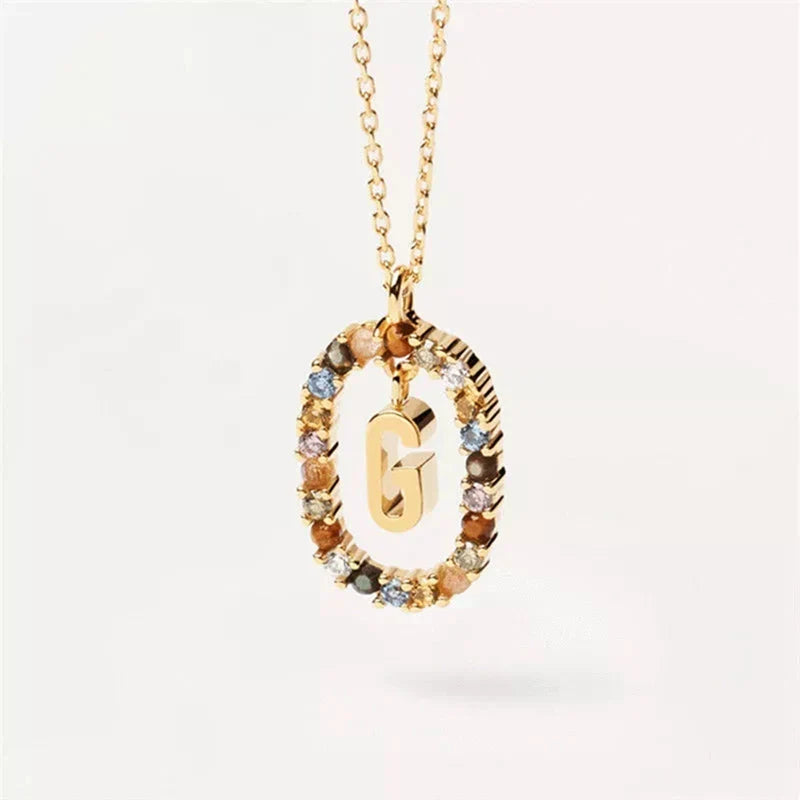 Oval Initial Pendant Necklace g