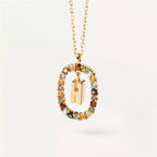 Oval Initial Pendant Necklace h