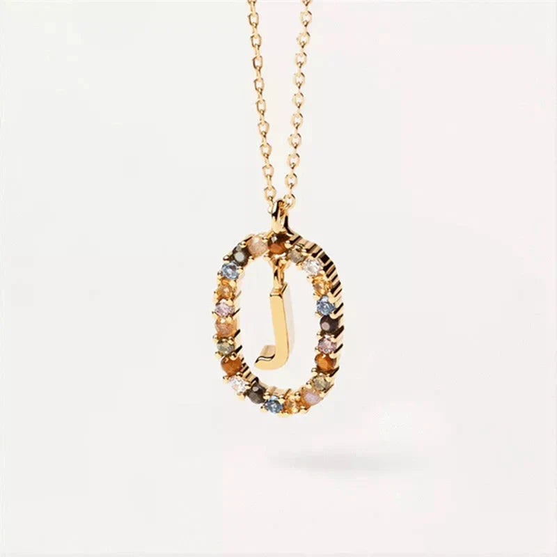 Oval Initial Pendant Necklace j