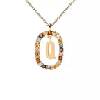 Oval Initial Pendant Necklace q