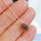 Pine Cone Pendant Necklace for Women Gold