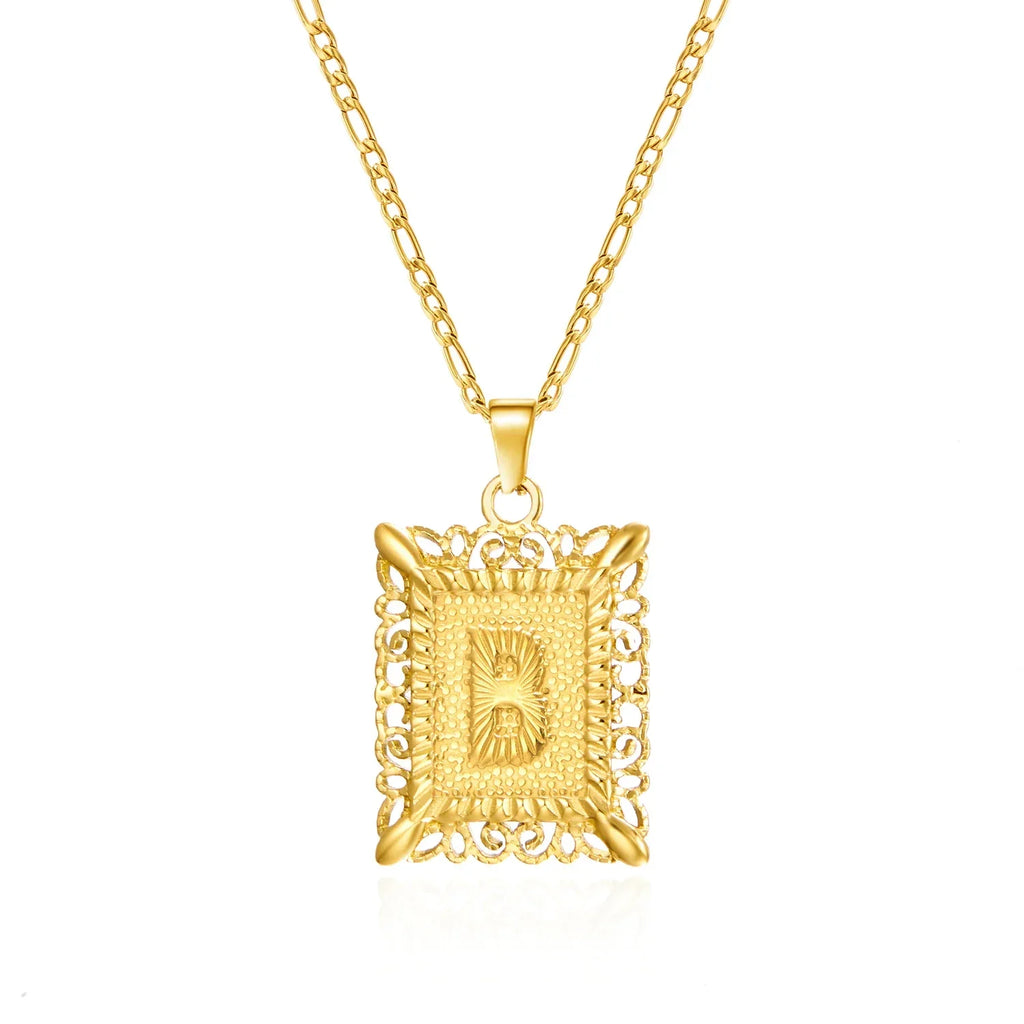 Necklace with rectangular initial pendant b