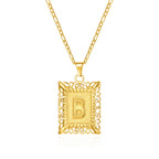 Necklace with rectangular initial pendant b