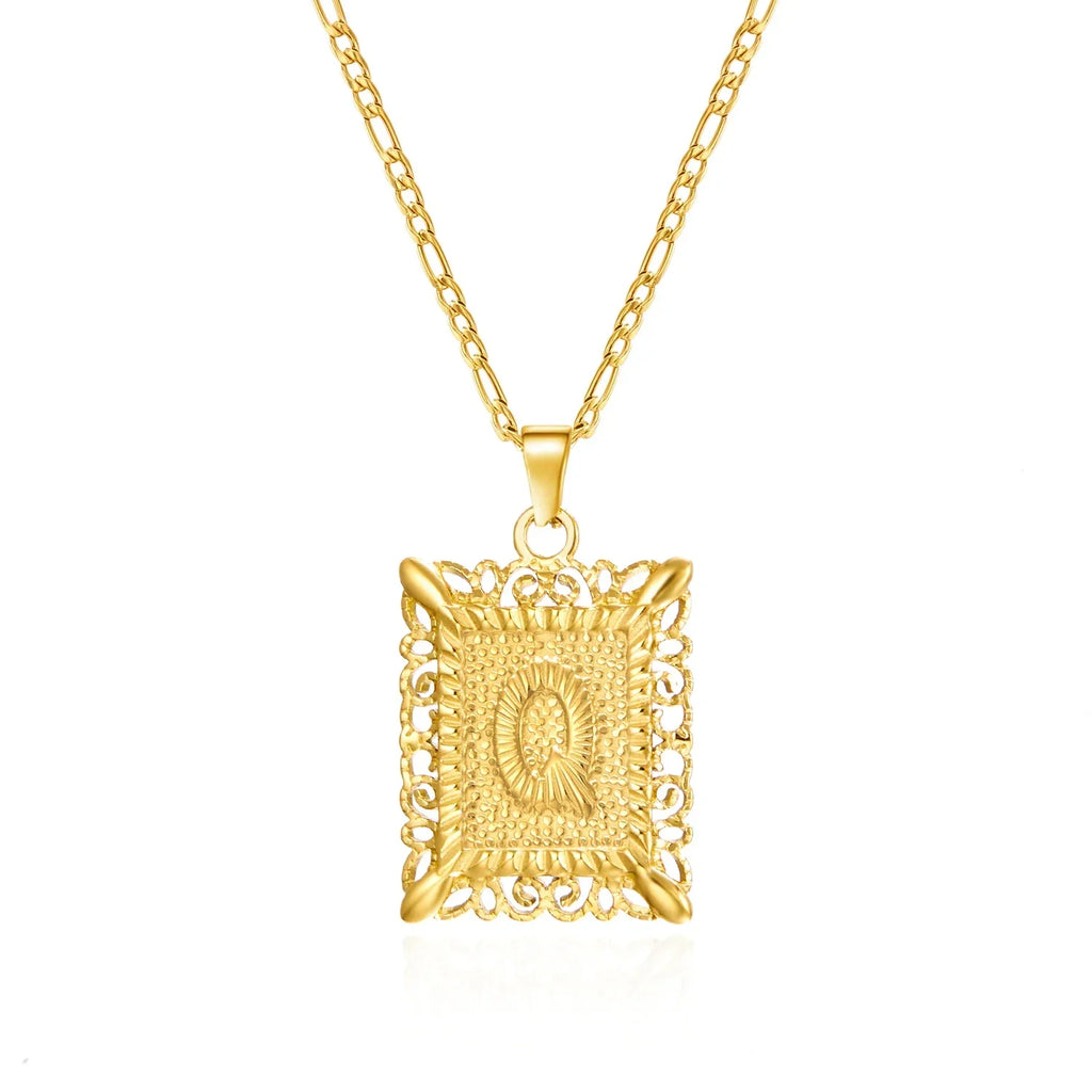 Necklace with rectangular initial pendant q