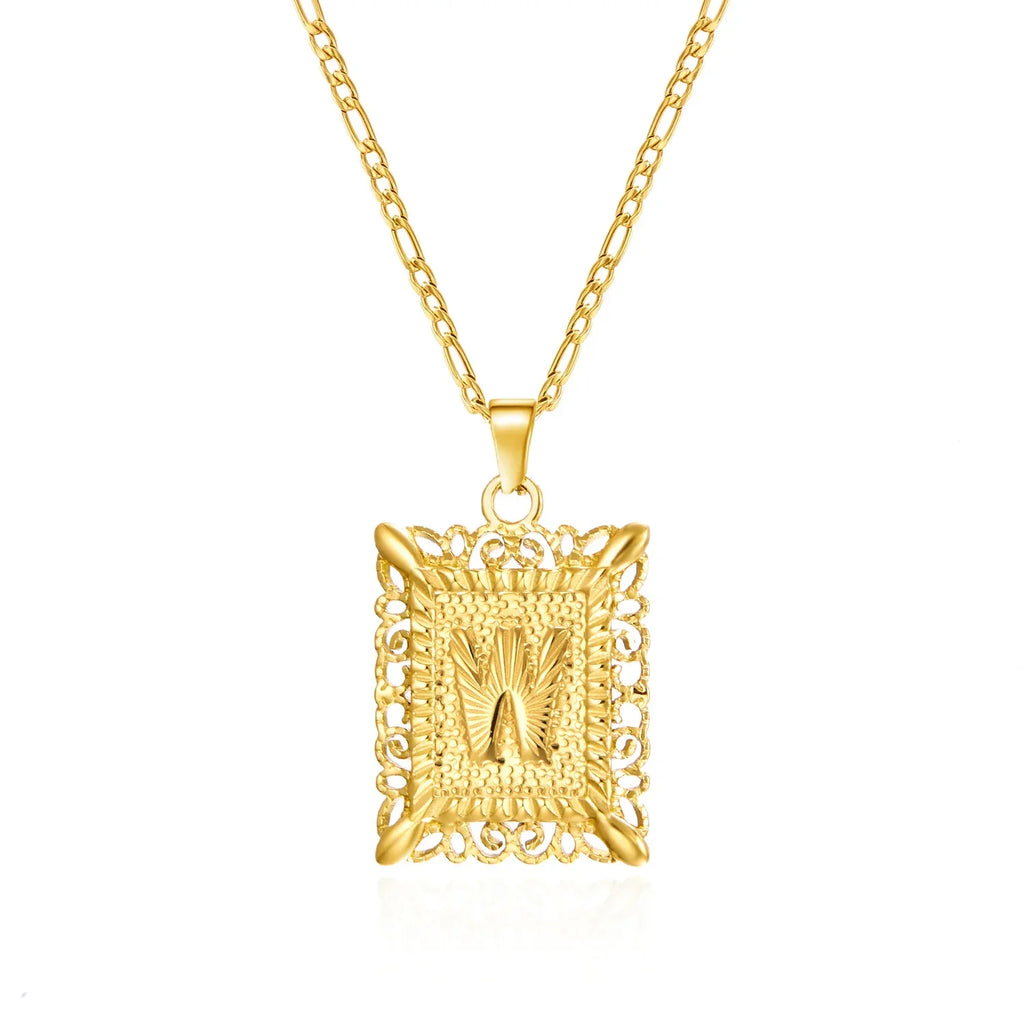 Necklace with rectangular initial pendant w