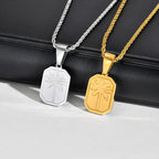 Necklace with Rectangular Palm Tree Pendant Gold