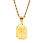 Necklace with Rectangular Palm Tree Pendant Gold
