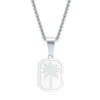 Necklace with Rectangular Palm Tree Pendant Silver
