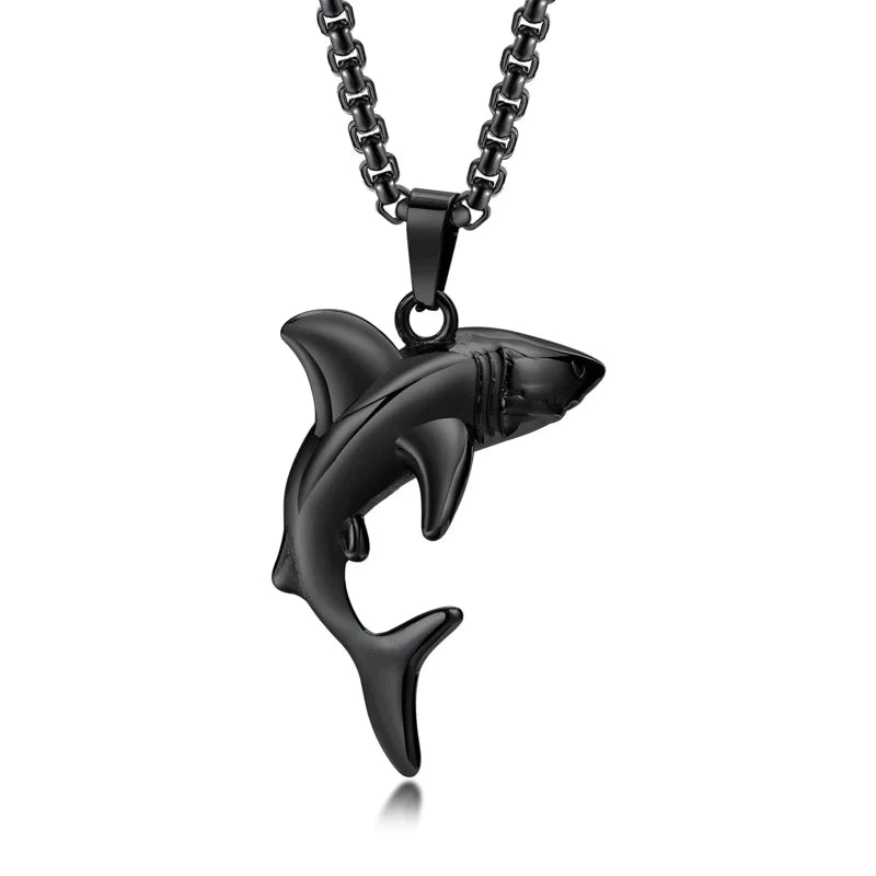 Necklace with Shark Pendant for Men black
