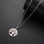 Necklace with Round Tree of Life Pendant for Men or Women in silver