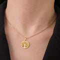 Necklace with Round Tree of Life Pendant for Men or Women in gold
