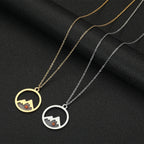 Necklace with Round Mountain and Seed Pendant in gold