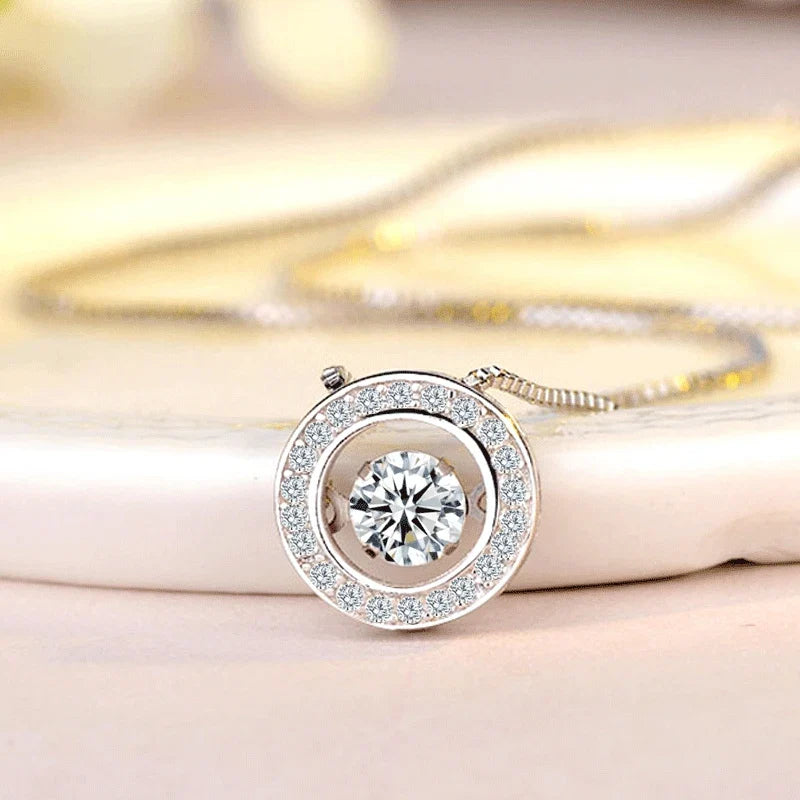 Rotating Anti-stress Zircon Pendant Necklace