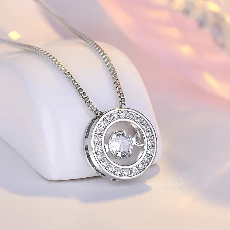 Rotating Anti-stress Zircon Pendant Necklace