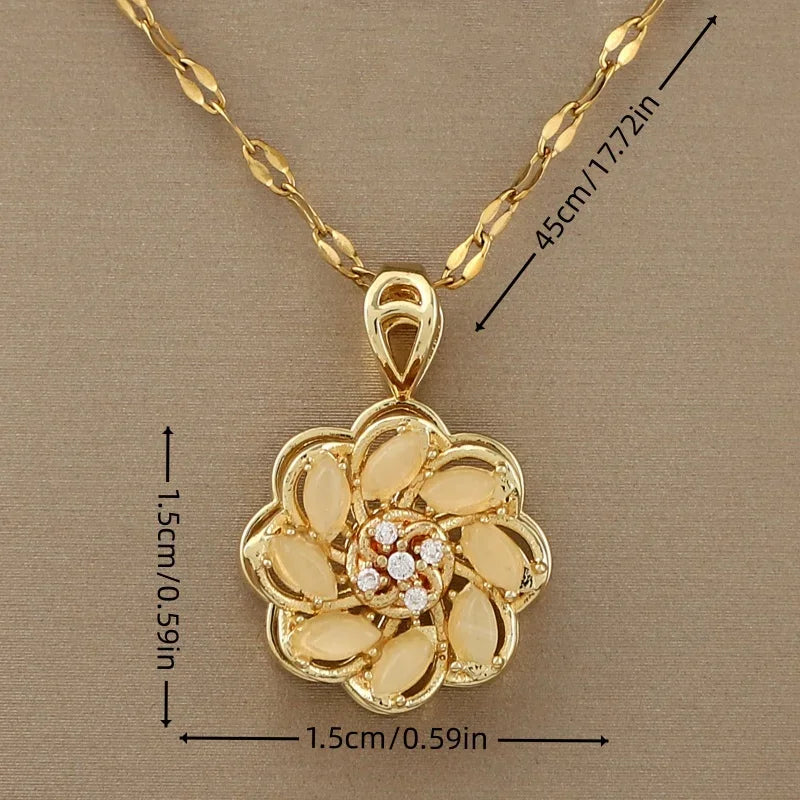Rotating Flower Anti-Stress Pendant Necklace