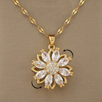 Women's Anti-Stress Rotating Flower Pendant Necklace