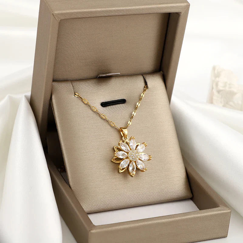 Women's Anti-Stress Rotating Flower Pendant Necklace
