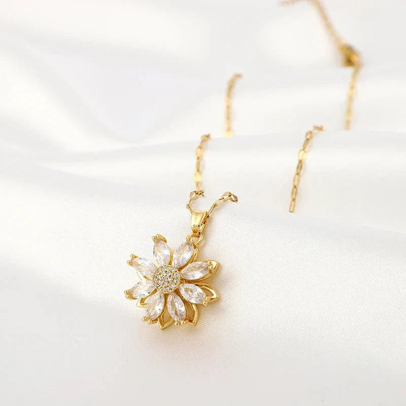 Women's Anti-Stress Rotating Flower Pendant Necklace