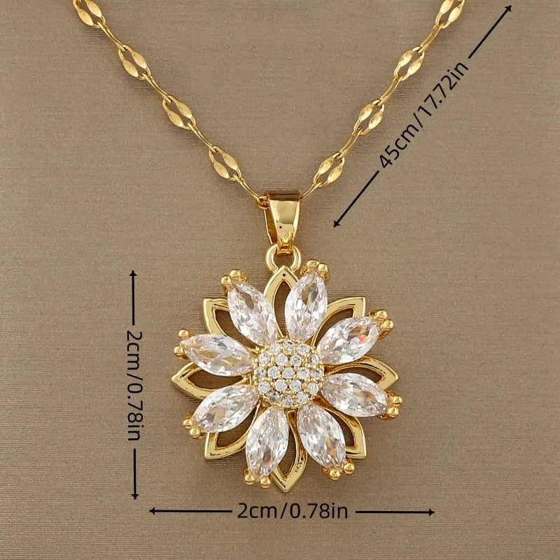 Women's Anti-Stress Rotating Flower Pendant Necklace