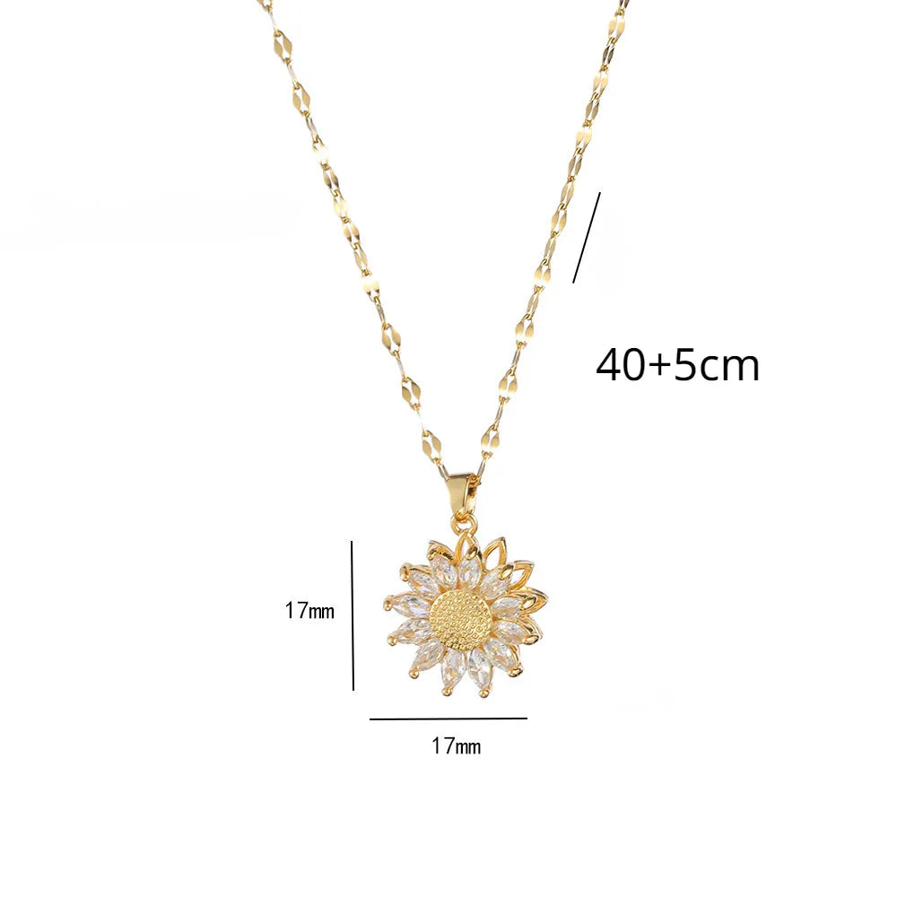 Rotating Flower Zircon Anti-Anxiety Pendant Necklace