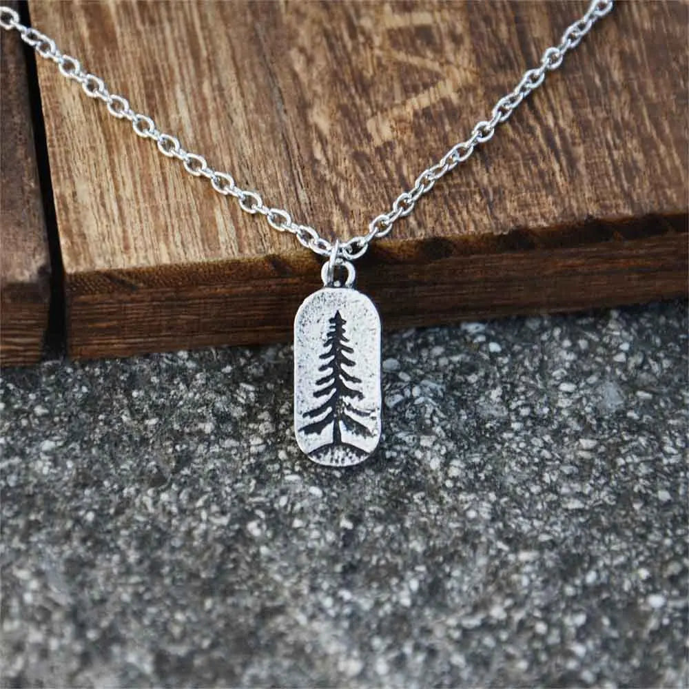 Necklace with Fir Tree Pendant silver