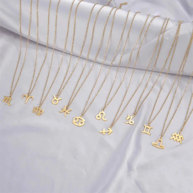 Gold-Plated Zodiac Sign Pendant Necklace