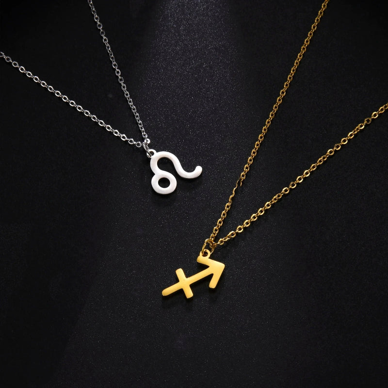 Gold-Plated Zodiac Sign Pendant Necklace
