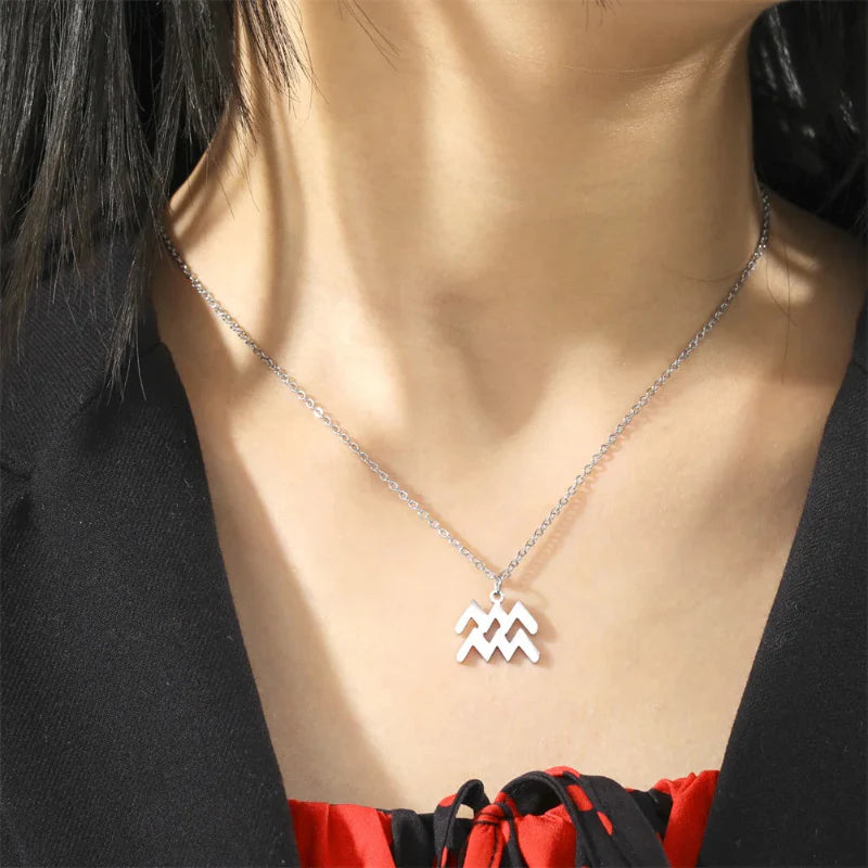 Gold-Plated Zodiac Sign Pendant Necklace
