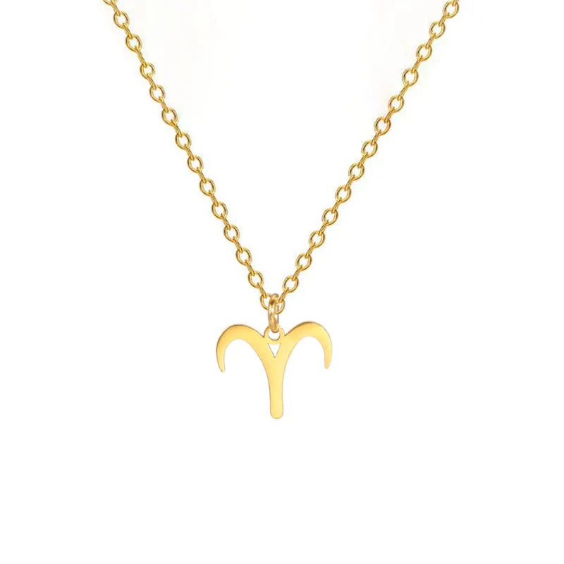 Gold-Plated Zodiac Sign Pendant Necklace