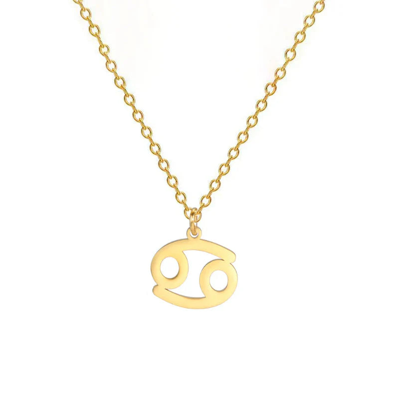 Gold-Plated Zodiac Sign Pendant Necklace