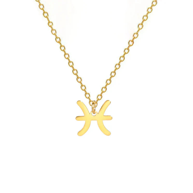 Gold-Plated Zodiac Sign Pendant Necklace