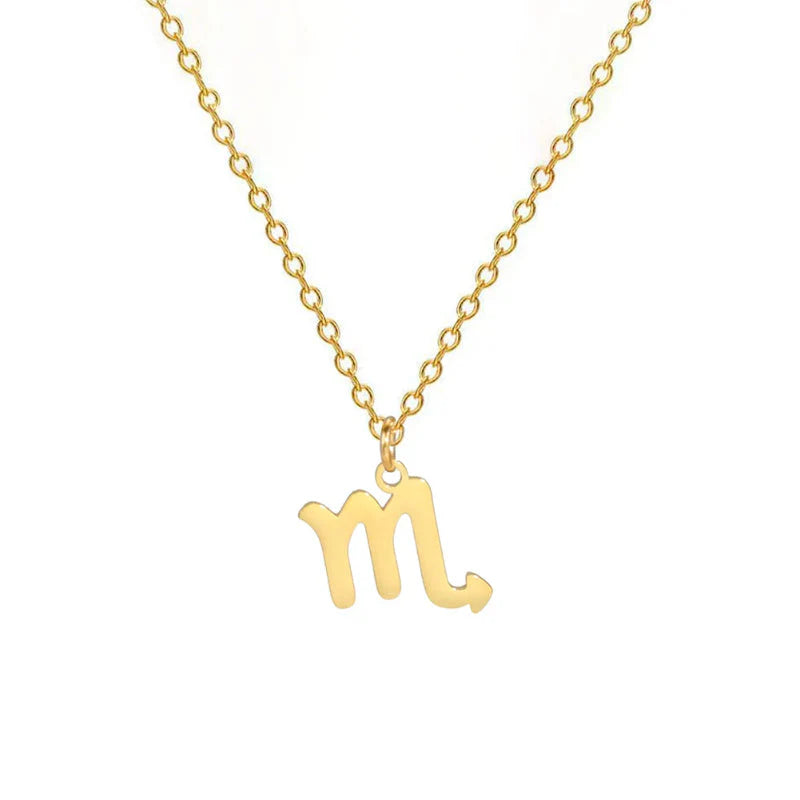 Gold-Plated Zodiac Sign Pendant Necklace