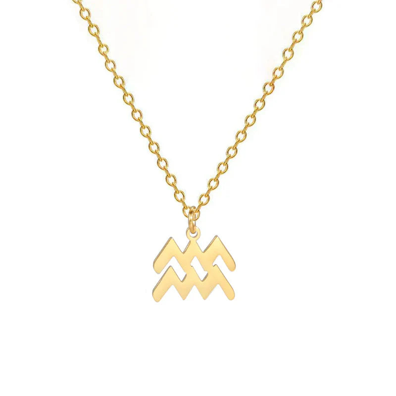 Gold-Plated Zodiac Sign Pendant Necklace