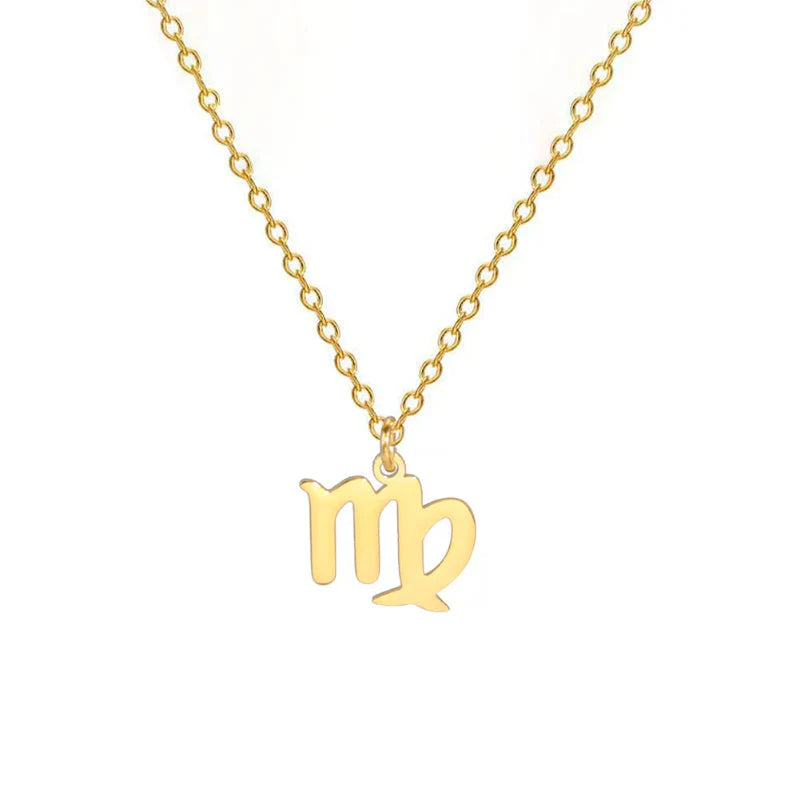 Gold-Plated Zodiac Sign Pendant Necklace