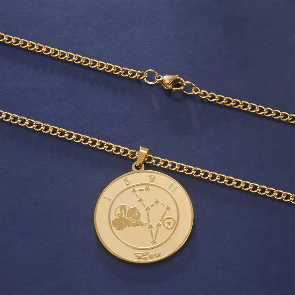 Necklace with Astrological Zodiac Sign Pendant for Men or Women